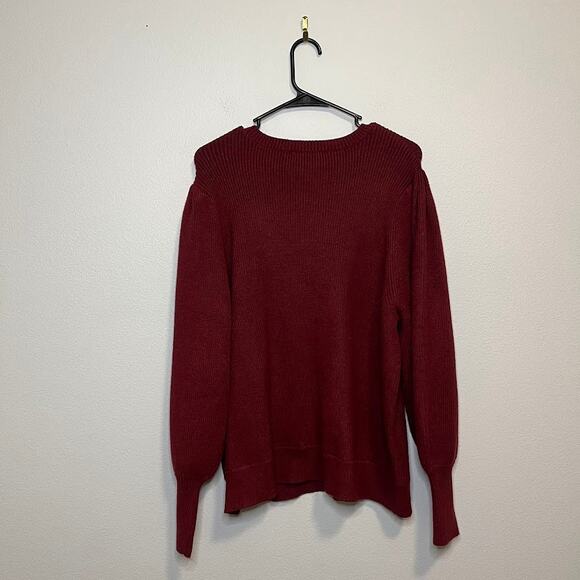 ELOQUII NWT Plus Size Curvy Burgundy Ribbed Balloon‎ Sleeve Knit Sweater 22/24 - Picture 3 of 7